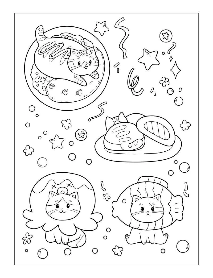 Kleurplaat Tiny Cats 40 Tiny Cats PDF print