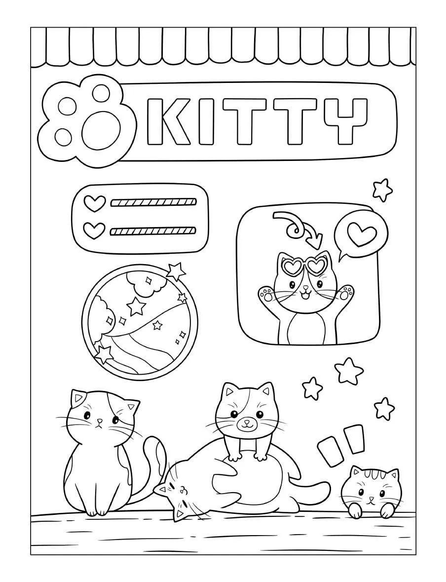 Kleurplaat Tiny Cats 25 Tiny Cats kleurboek PDF