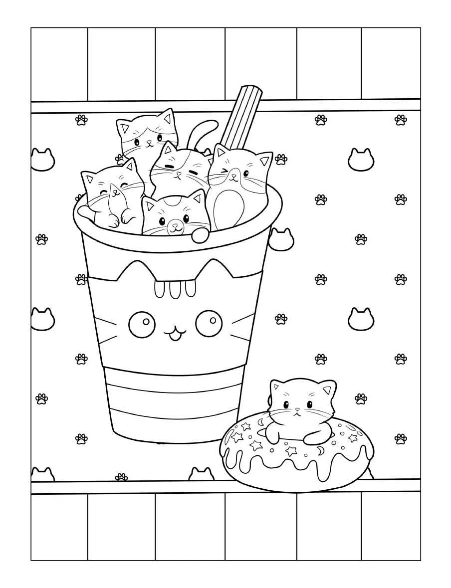 Kleurplaat Tiny Cats 26 Tiny Cats kleurpagina’s gratis