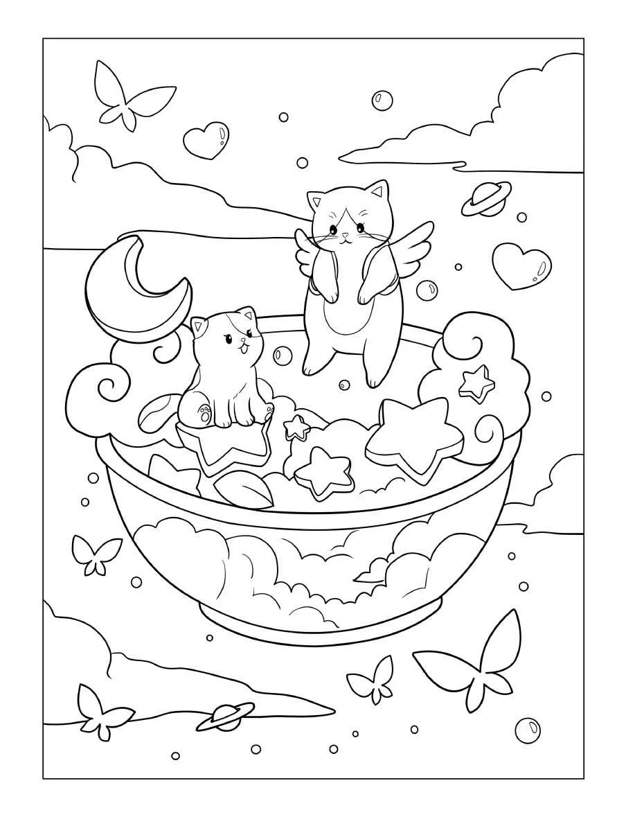 Kleurplaat Tiny Cats 35 Tiny Cats online kleurboek