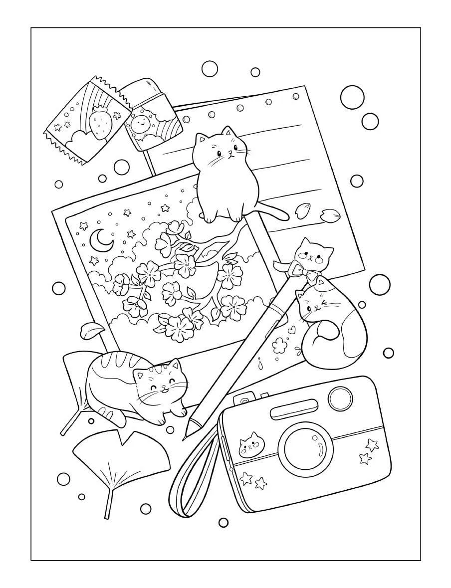 Kleurplaat Tiny Cats 44 Tiny Cats tekening printen