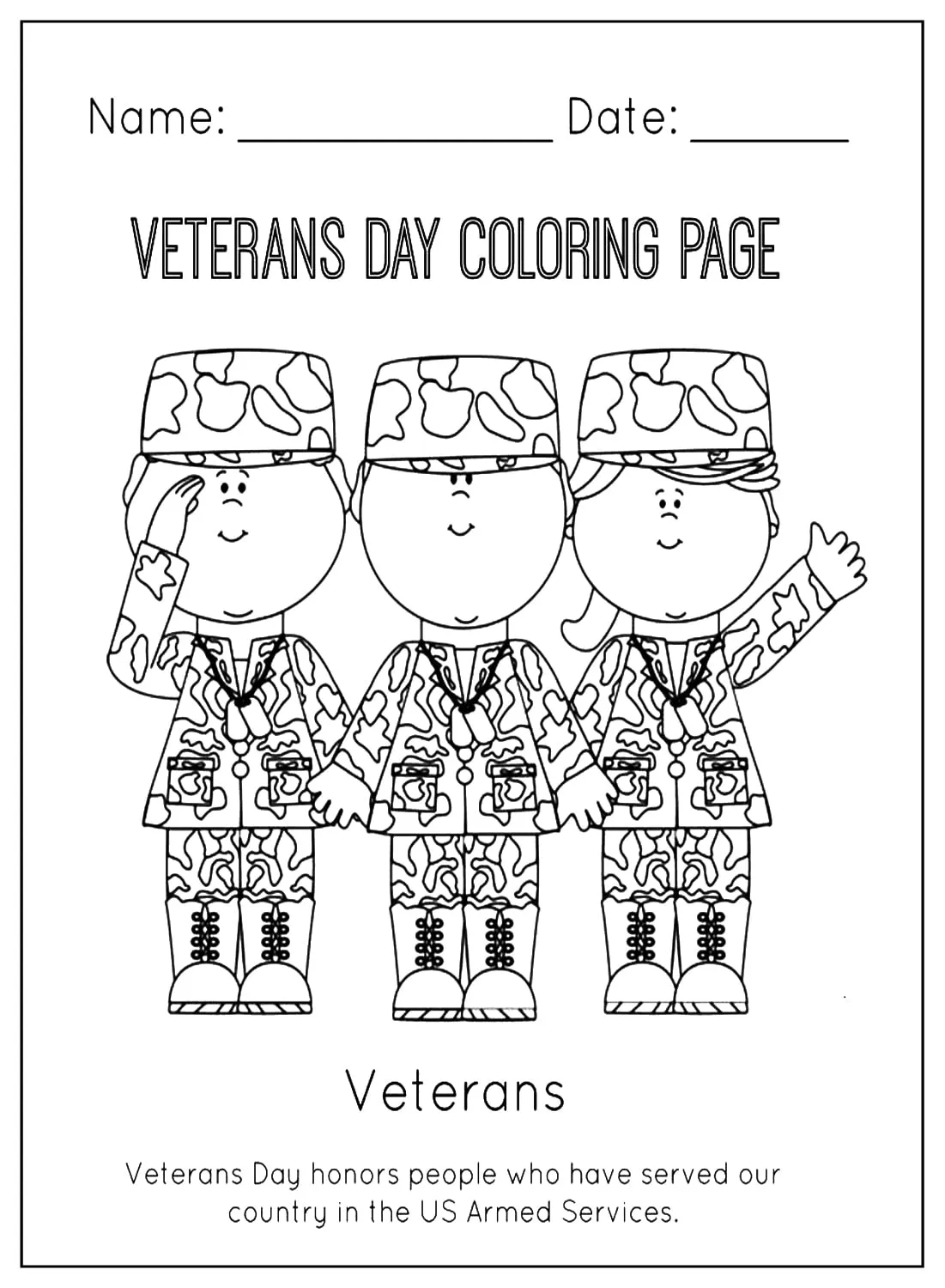 Veteranen dag tekening voor kinderen