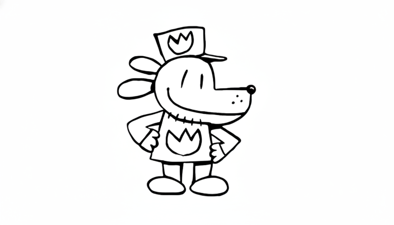 Kleurplaat Dog Man 9 de vrolijke held kleurplaat
