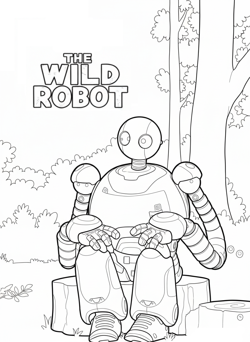 de wilde robot denkt na kleurplaat