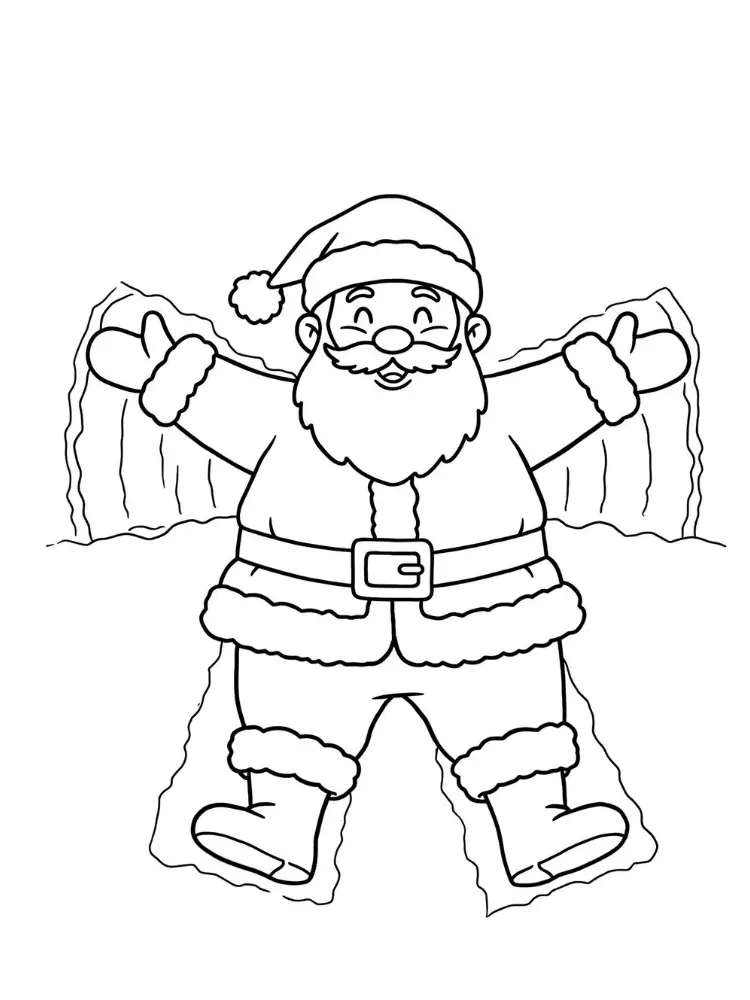 Kleurplaat Kerstman 10 kerstman maakt een sneeuwengel kleurplaat