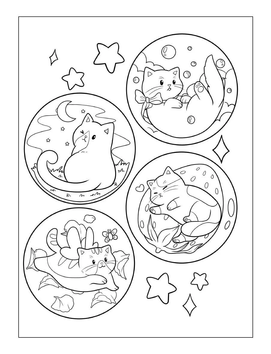 Kleurplaat Tiny Cats 10 kleur Tiny Cats PDF printbaar