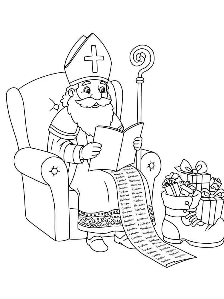 Sinterklaas kleurplaat 9 sinterklaas leest zijn grote boek kleurplaat