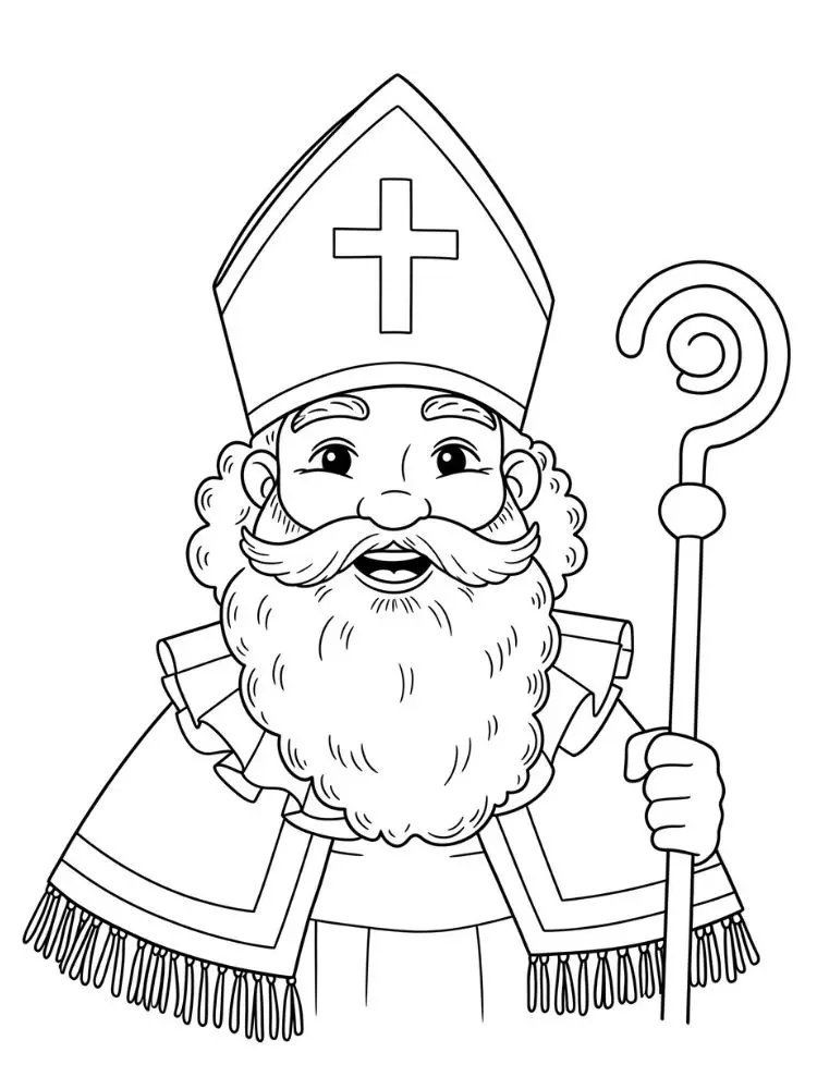Sinterklaas kleurplaat 8 sinterklaas met staf en mijter kleurplaat