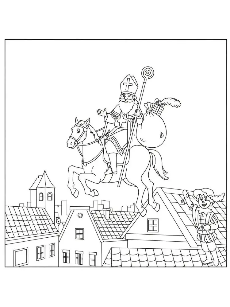 Sinterklaas kleurplaat 10 sinterklaas te paard kleurplaat