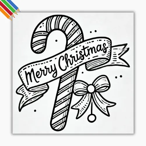 Kleurplaat Kerst Snoepgoed thumbnail