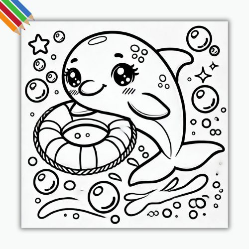 Kleurplaat Dolfijn thumbnail