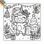 Kleurplaat Eenhoorn Kerstmis thumbnail