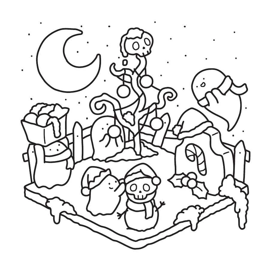 Kleurplaat Ghostly Cute Christmas 11 Kleurplaat Ghostly Cute Christmas4