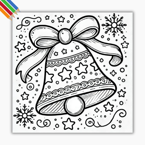 Kleurplaat Kerstklokken thumbnail