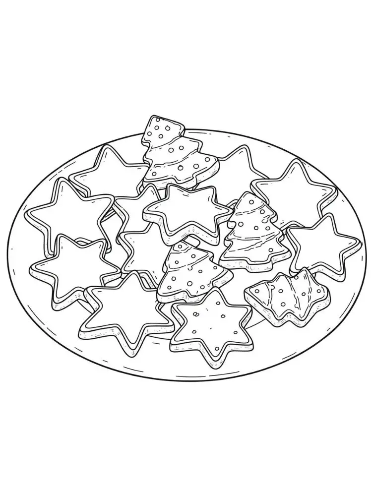 Kleurplaat Kerst Snoepgoed 9 bord vol heerlijke kerstkoekjes kleurplaat