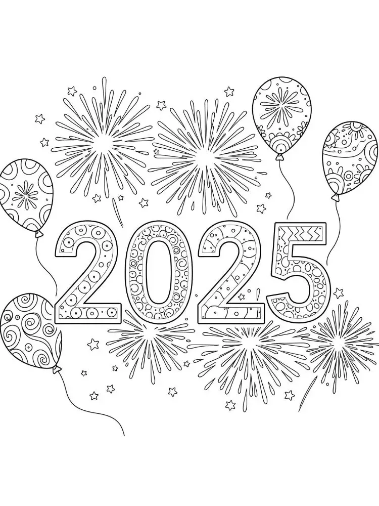 Kleurplaat Vuurwerk 10 feestelijke 2025 met vuurwerk kleurplaat
