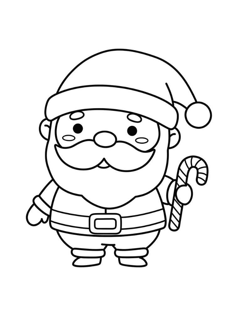 Kleurplaat Kawaii Christmas 10 kleine kerstman met zuurstok kleurplaat
