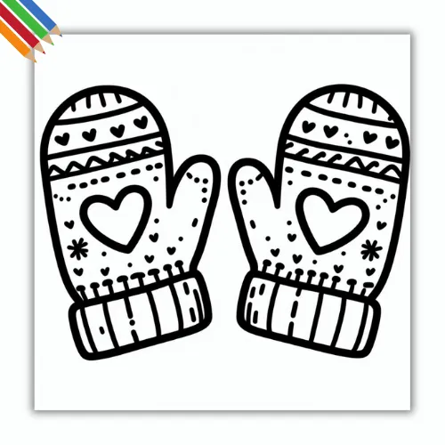 Kleurplaat Wanten thumbnail