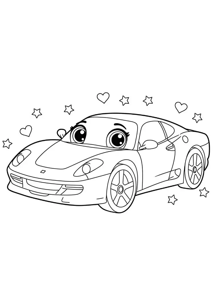 Kleurplaat Ferrari 9 Lieve Ferrari met Sterrenogen kleurplaat