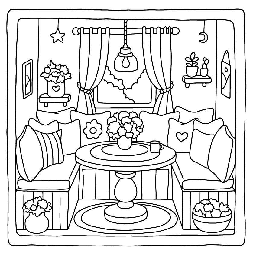 Kleurplaat Cozy Retreats 14