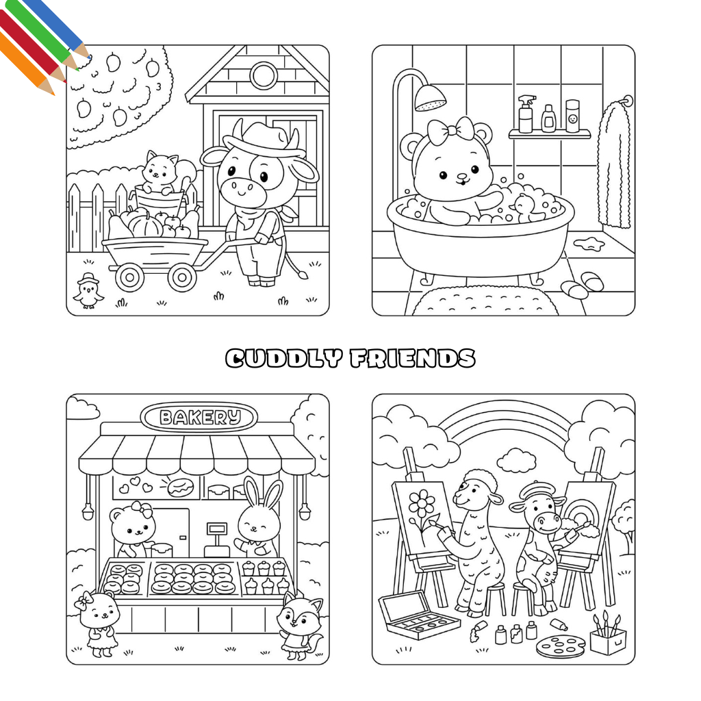 Kleurplaat Cuddly Friends thumbnail