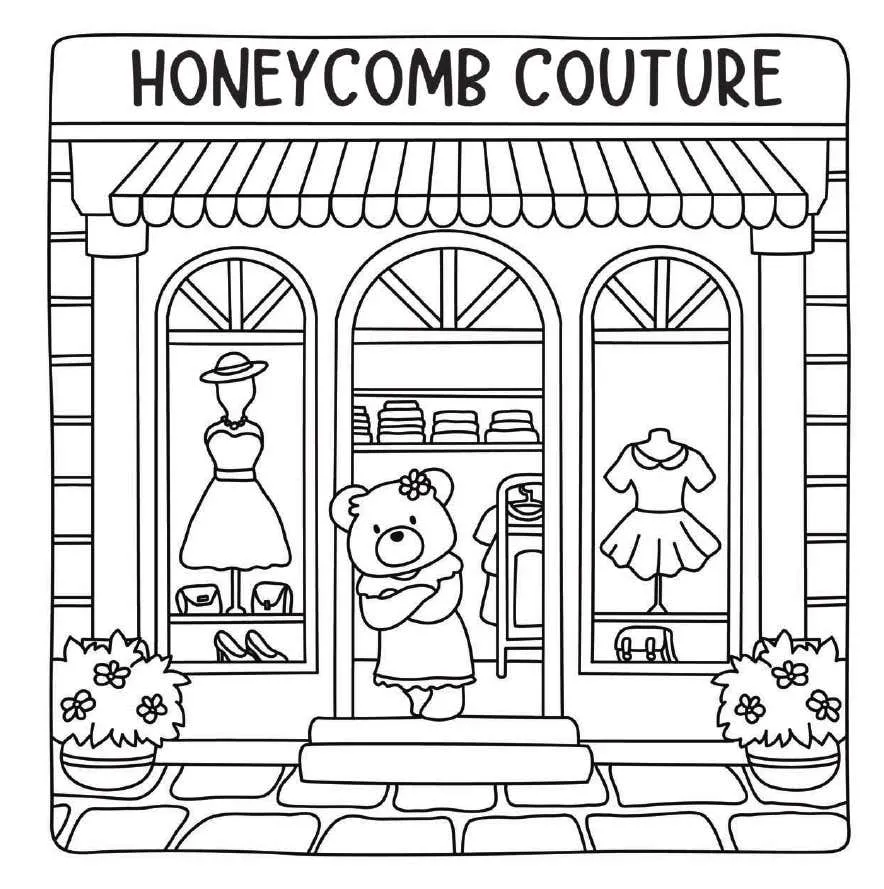 Kleurplaat Cute Shop 1