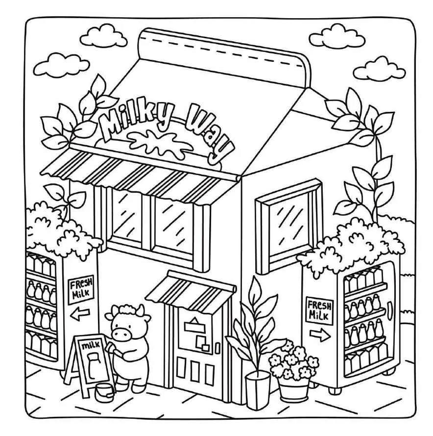 Kleurplaat Cute Shop 12