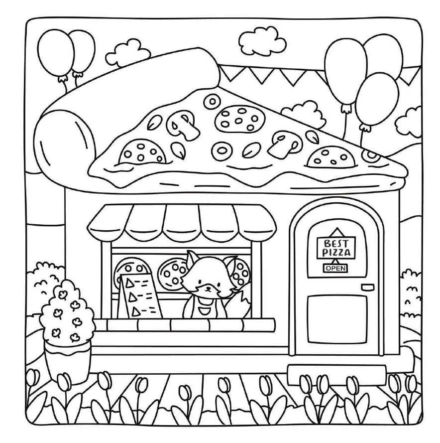 Kleurplaat Cute Shop 13