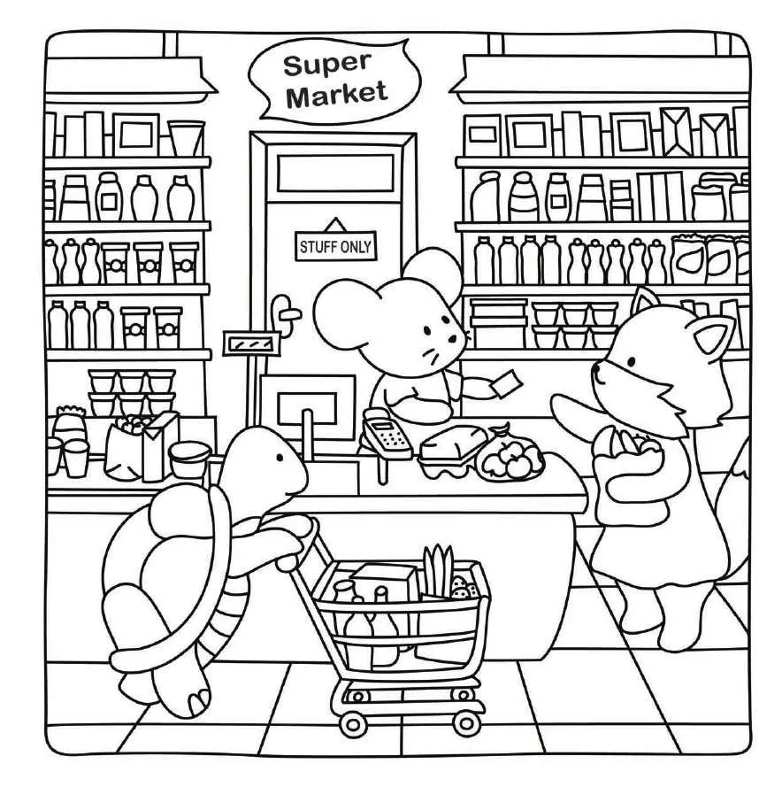 Kleurplaat Cute Shop 14