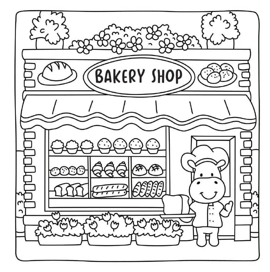 Kleurplaat Cute Shop 15