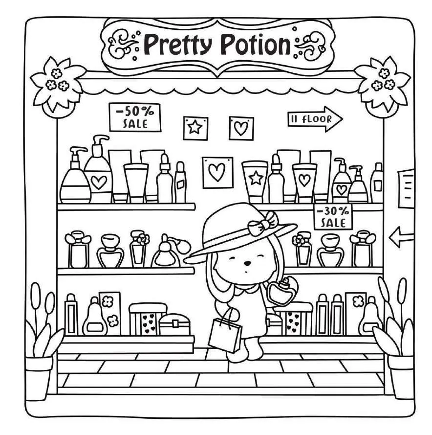 Kleurplaat Cute Shop 17