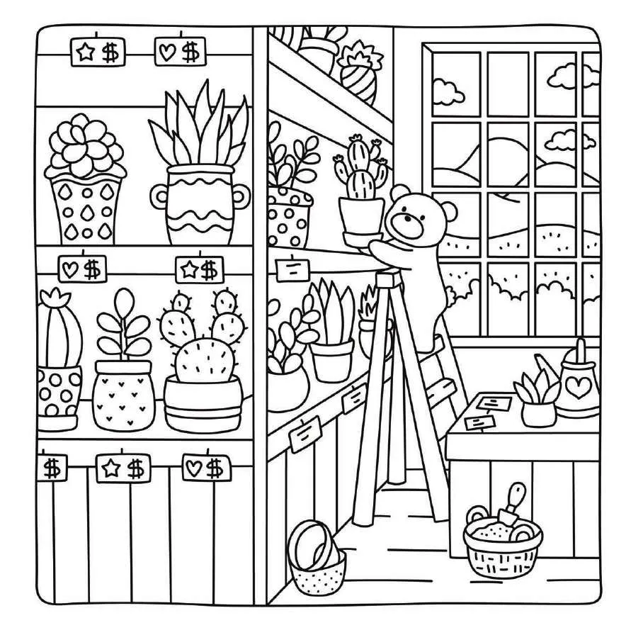 Kleurplaat Cute Shop 21