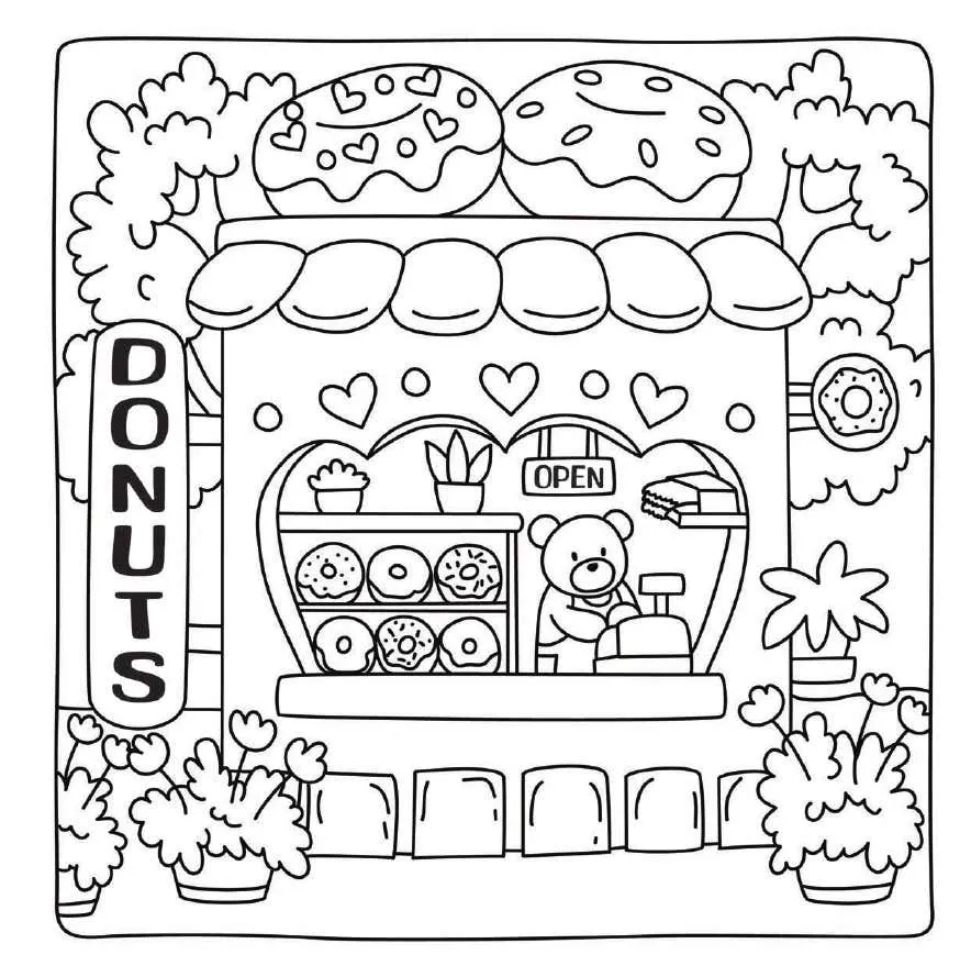 Kleurplaat Cute Shop 3