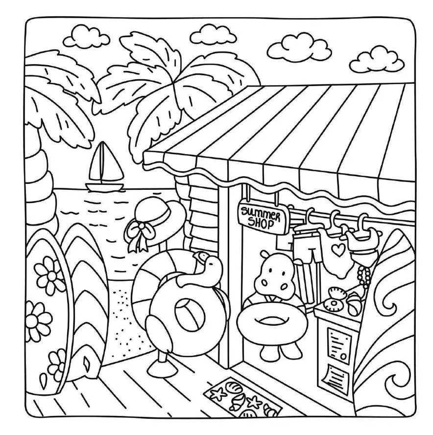 Kleurplaat Cute Shop 7