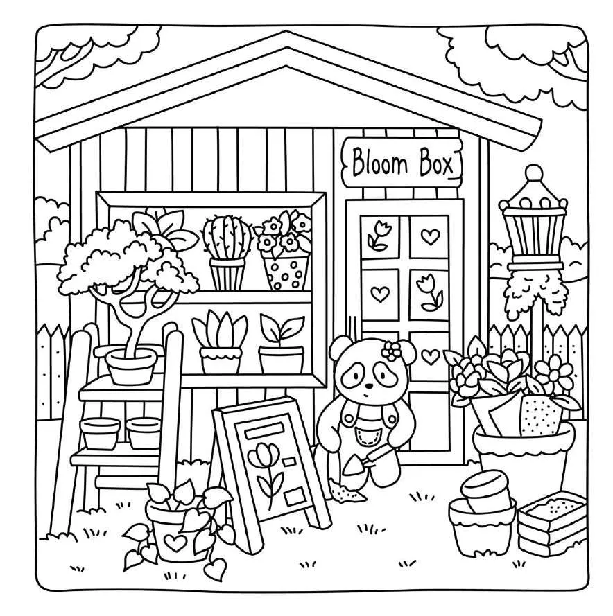 Kleurplaat Cute Shop 9