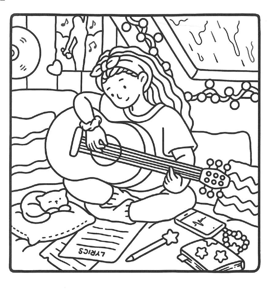 Kleurplaat Girl Moments 1