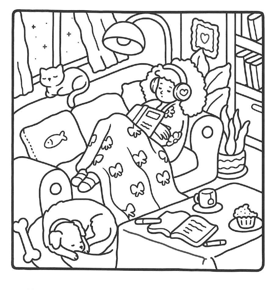 Kleurplaat Girl Moments 15