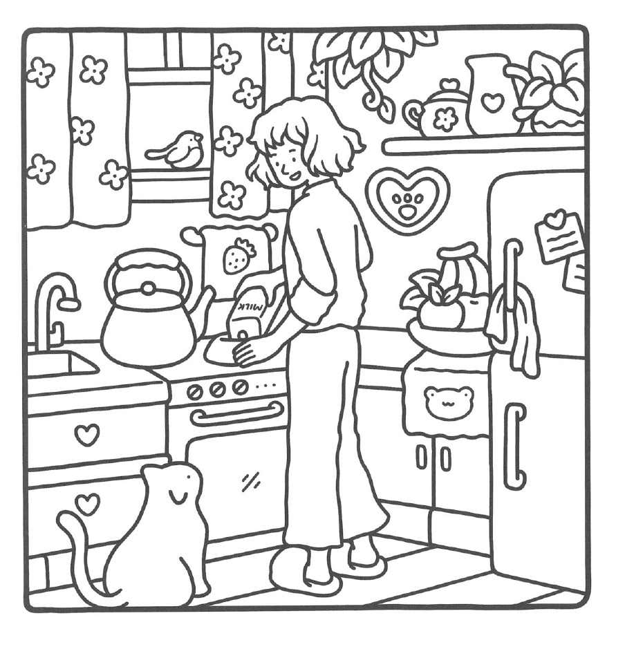 Kleurplaat Girl Moments 3