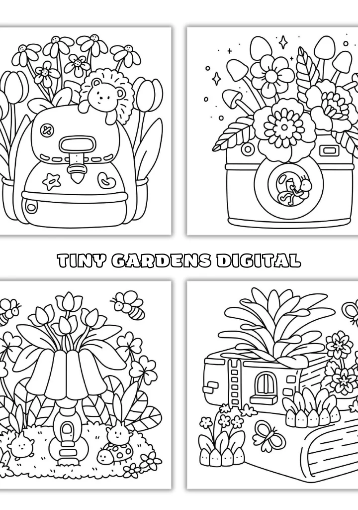 Kleurplaat Tiny Gardens Digital Thumb