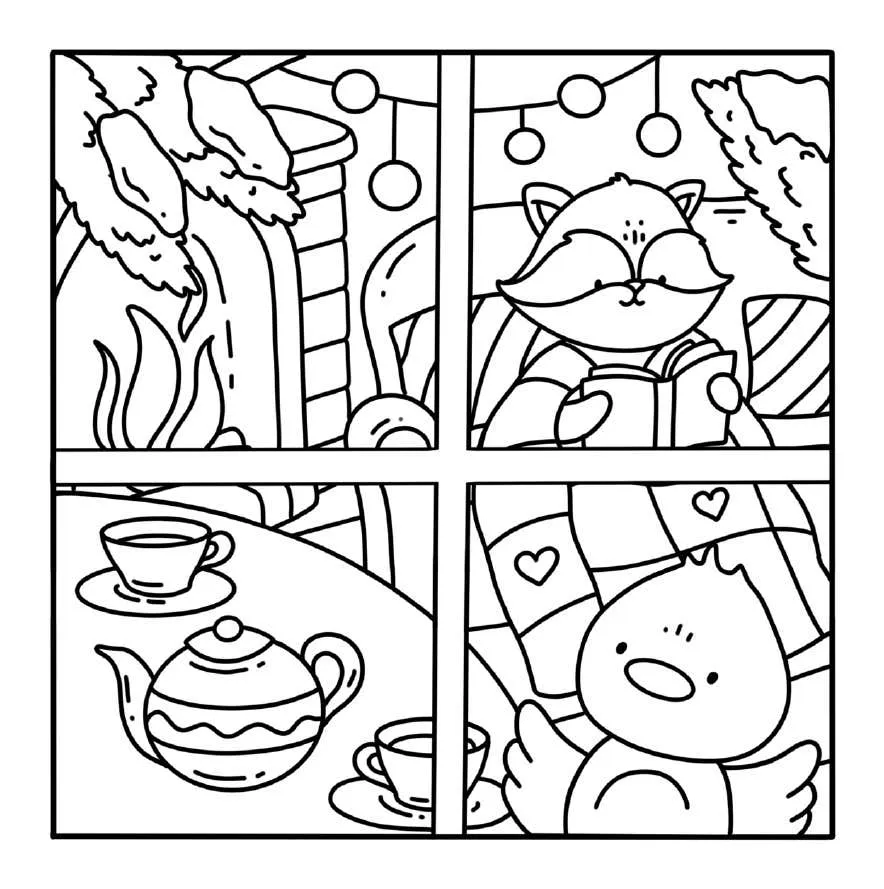 Kleurplaat Winter Hygge 1