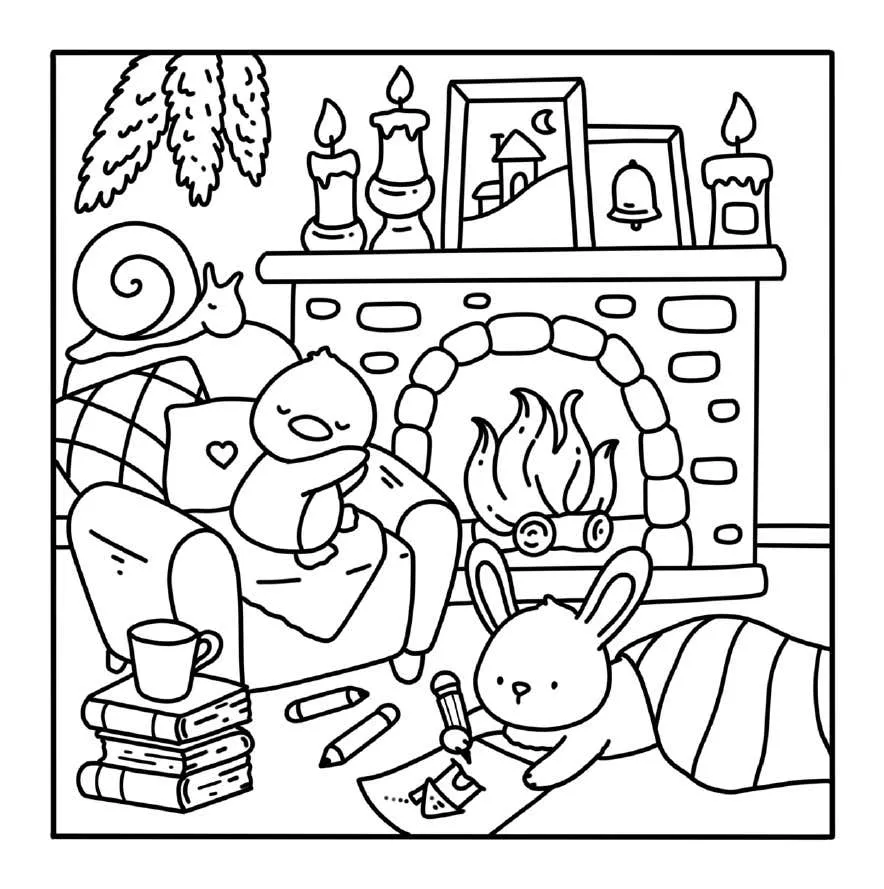 Kleurplaat Winter Hygge 15