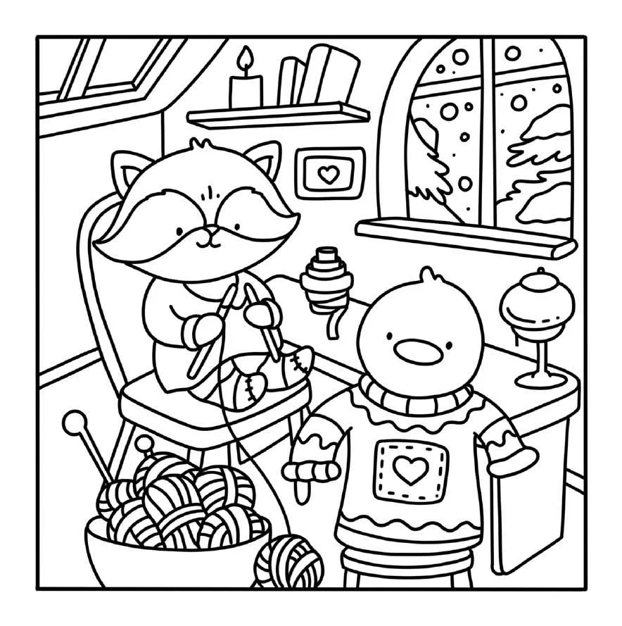 Kleurplaat Winter Hygge 17