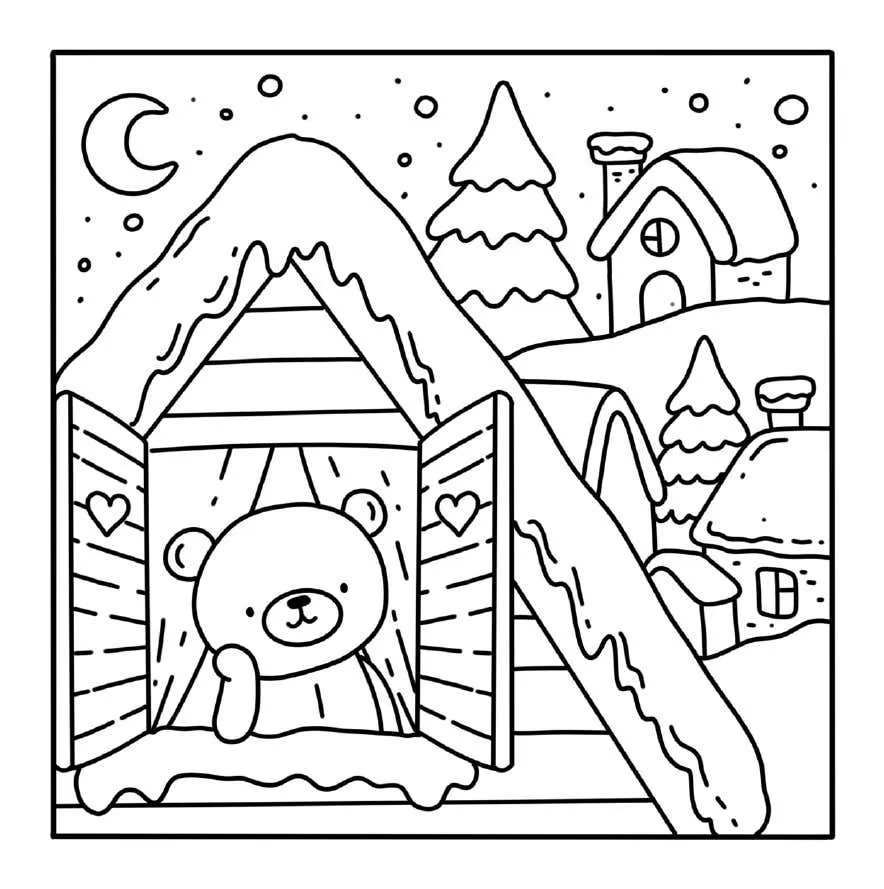 Kleurplaat Winter Hygge 5