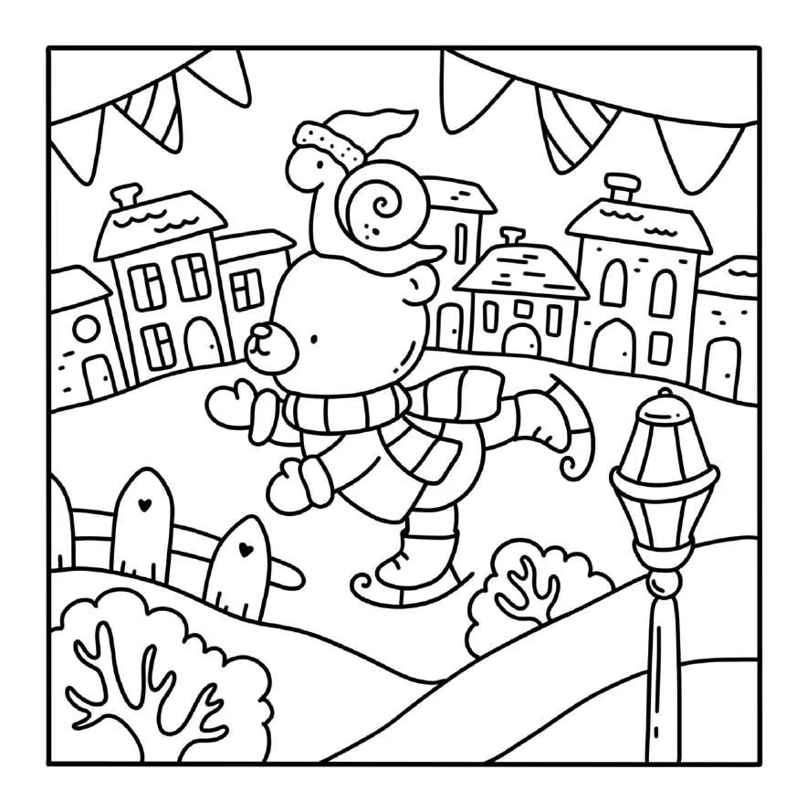 Kleurplaat Winter Hygge 6