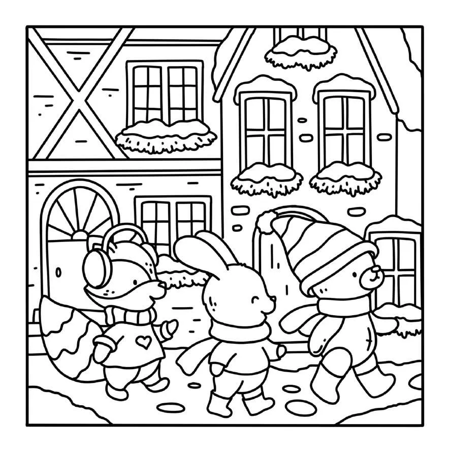 Kleurplaat Winter Hygge 7