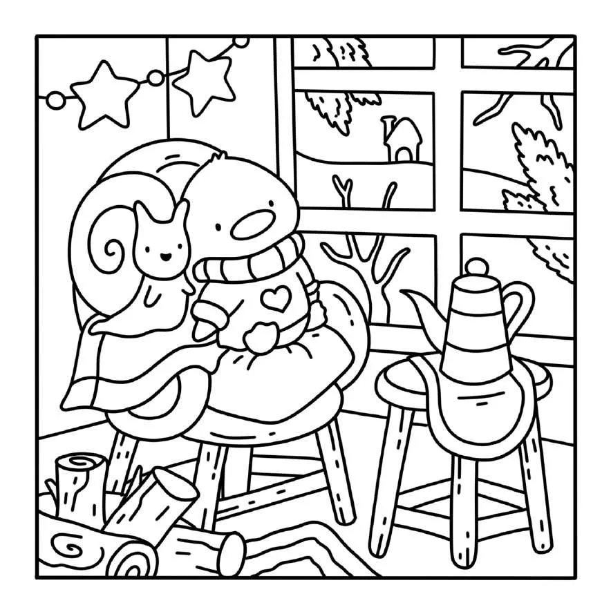 Kleurplaat Winter Hygge 9