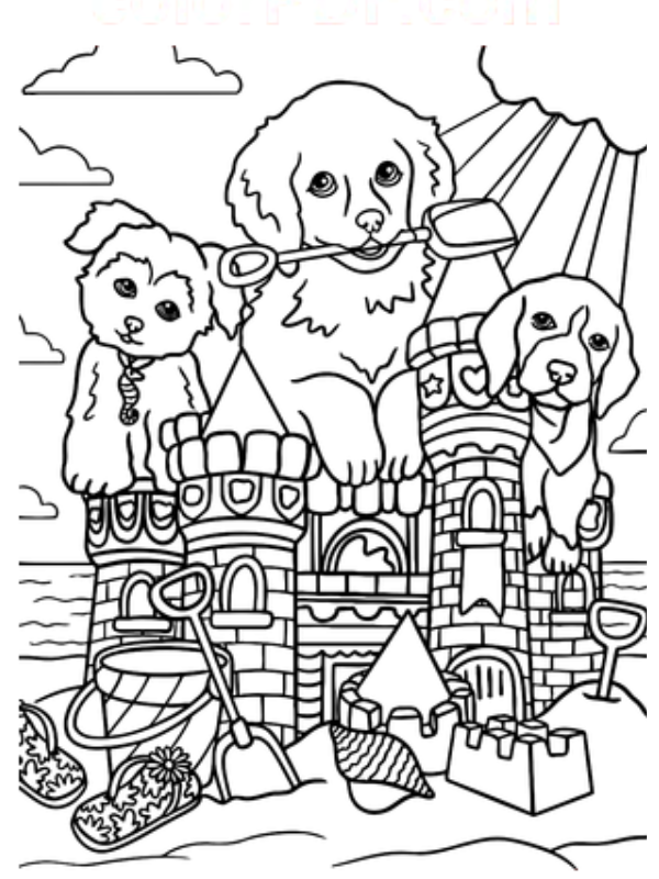 Kleurplaat Lisa Frank 19 Lisa Frank Caymus With Dog Friends At Beach kleurplaat