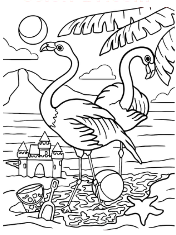 Kleurplaat Lisa Frank 26 Lisa Frank Flamingos On Island kleurplaat