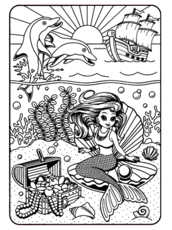 Kleurplaat Lisa Frank 45 Lisa Frank Mermaid copyright kleurplaat