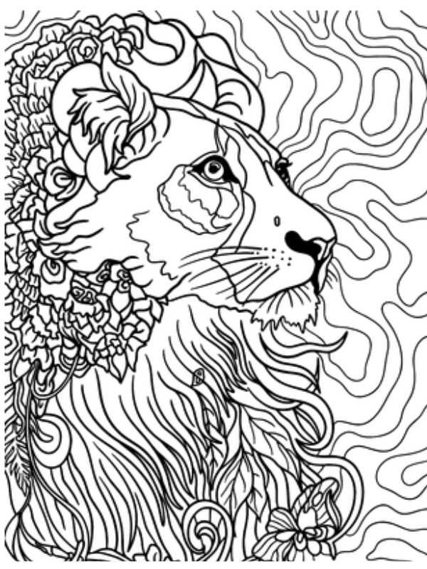 Kleurplaat Lisa Frank 46 Lisa Frank Neon Lion kleurplaat